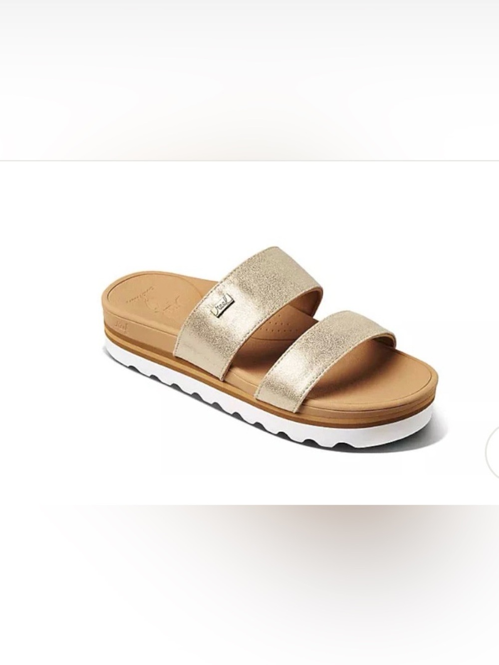 Reef Banded Horizon Hi Open Toe Slide Sandal in Champagne size 11